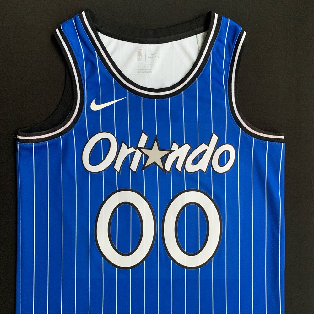 Rare Nike Aaron Gordon Orlando Magic #00 Blue Pinstripe Classic Jersey 44 Mens M